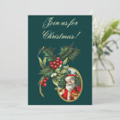 ヴィンテージのクリスマスの招待状 招待状 (スタンド正面)