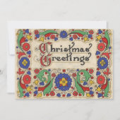 ヴィンテージのクリスマスの挨拶と縁ど招待状 招待状 (正面)