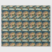 ヴィンテージのクリスマスの挨拶の包装紙 ラッピングペーパー (フラット)