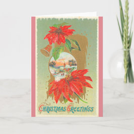 ヴィンテージのクリスマスの挨拶鐘及び花 シーズンカード