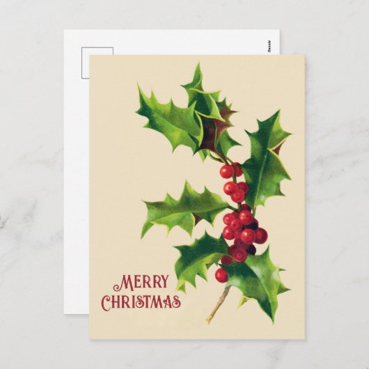 ヴィンテージのクリスマスの挨拶 シーズンポストカード (正面/裏面)