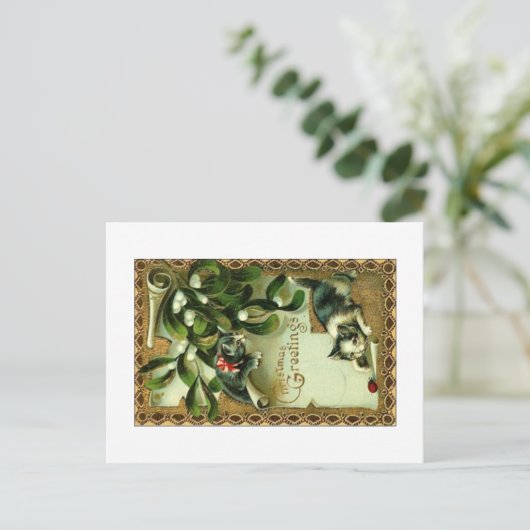 ヴィンテージのクリスマスの挨拶 シーズンポストカード (スタンド正面)