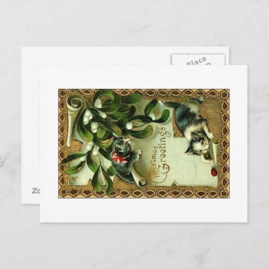 ヴィンテージのクリスマスの挨拶 シーズンポストカード (正面/裏面)