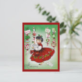 ヴィンテージのクリスマスの挨拶 シーズンポストカード (スタンド正面)