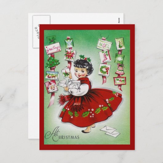 ヴィンテージのクリスマスの挨拶 シーズンポストカード (正面/裏面)