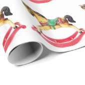 ヴィンテージのクリスマスの揺り木馬 ラッピングペーパー (ロールコーナー)