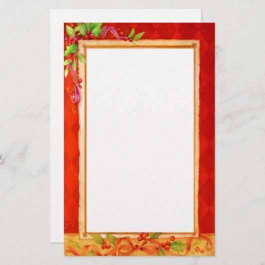 ヴィンテージのクリスマスの文房具 便箋 (正面/裏面)