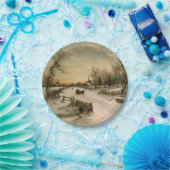 ヴィンテージのクリスマスの朝のそりの乗車 ペーパープレート (パーティー)