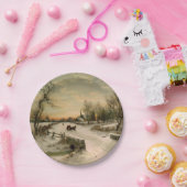 ヴィンテージのクリスマスの朝のそりの乗車 ペーパープレート (パーティー)