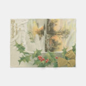 ヴィンテージのクリスマスの朝の冬の景色 フリースブランケット (正面(横))