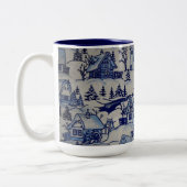 ヴィンテージのクリスマスの村のメリークリスマスの休日 ツートーンマグカップ (左)