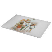 ヴィンテージのクリスマスの村の雪だるま カッティングボード (角)