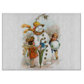 ヴィンテージのクリスマスの村の雪だるま カッティングボード (正面)