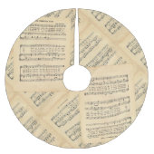 ヴィンテージのクリスマスの楽譜の木のスカート ブラッシュドポリエステルツリースカート (正面)