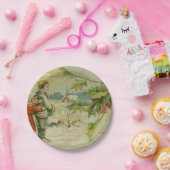 ヴィンテージのクリスマスの橋および子供 ペーパープレート (パーティー)