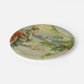 ヴィンテージのクリスマスの橋および子供 ペーパープレート (アングル)