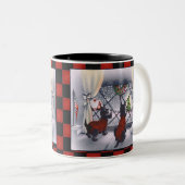 ヴィンテージのクリスマスの点検の愛国心が強いスコッチテリア犬 ツートーンマグカップ (正面右)