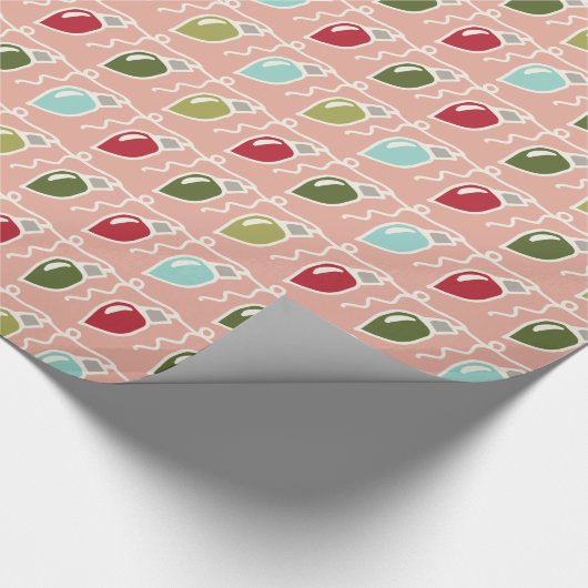 ヴィンテージのクリスマスの照明の球根の包装紙 ラッピングペーパー (角)