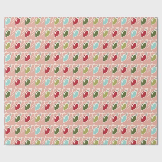 ヴィンテージのクリスマスの照明の球根の包装紙 ラッピングペーパー (フラット)