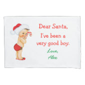 ヴィンテージのクリスマスの男の赤ちゃんの赤のおむつ 枕カバー (正面)