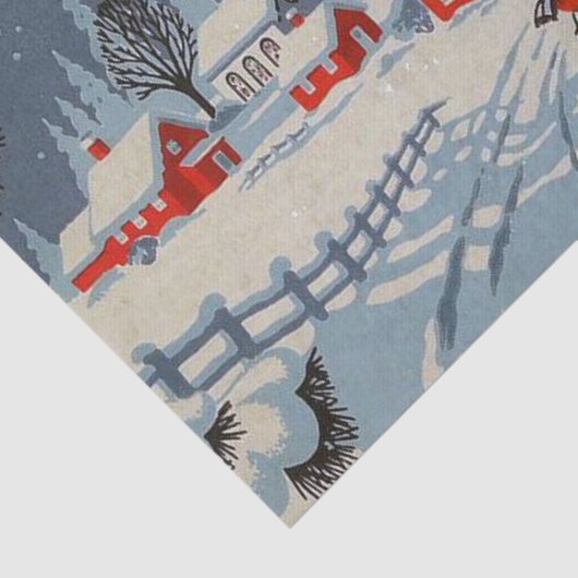 ヴィンテージのクリスマスの町の休日のティッシュ 薄葉紙 (詳細)