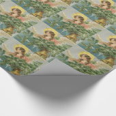 ヴィンテージのクリスマスの町の天使 ラッピングペーパー (角)