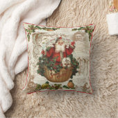 ヴィンテージのクリスマスの素朴なサンタの枕 クッション (ブランケット)