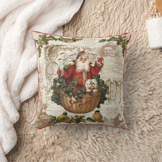 ヴィンテージのクリスマスの素朴なサンタの枕 クッション (ブランケット)