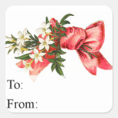 ヴィンテージのクリスマスの花束のギフトのラベル スクエアシール (正面)