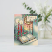 ヴィンテージのクリスマスの蝋燭および聖書の郵便はがき シーズンポストカード (スタンド正面)