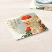 ヴィンテージのクリスマスの詩のサンタのパーティーの紙のコースター スクエアペーパーコースター (アングル)