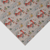 ヴィンテージのクリスマスの農場によってタイルを張られるパーティーのティッシュ 薄葉紙 (詳細)