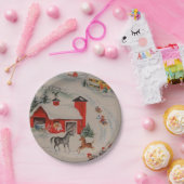 ヴィンテージのクリスマスの農場の休日のパーティのプレート ペーパープレート (パーティー)