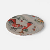 ヴィンテージのクリスマスの農場の休日のパーティのプレート ペーパープレート (アングル)