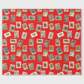 ヴィンテージのクリスマスの郵便はがきの包装紙 ラッピングペーパー (フラット)