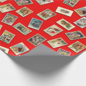 ヴィンテージのクリスマスの郵便はがきの包装紙 ラッピングペーパー (角)