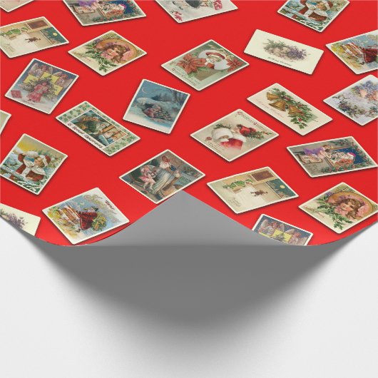 ヴィンテージのクリスマスの郵便はがきの包装紙 ラッピングペーパー (角)