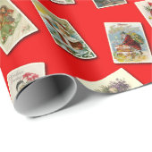 ヴィンテージのクリスマスの郵便はがきの包装紙 ラッピングペーパー (ロールコーナー)