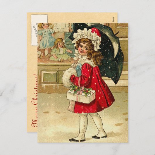 ヴィンテージのクリスマスの郵便はがき シーズンポストカード (正面/裏面)