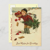 ヴィンテージのクリスマスの郵便はがき シーズンポストカード (正面/裏面)