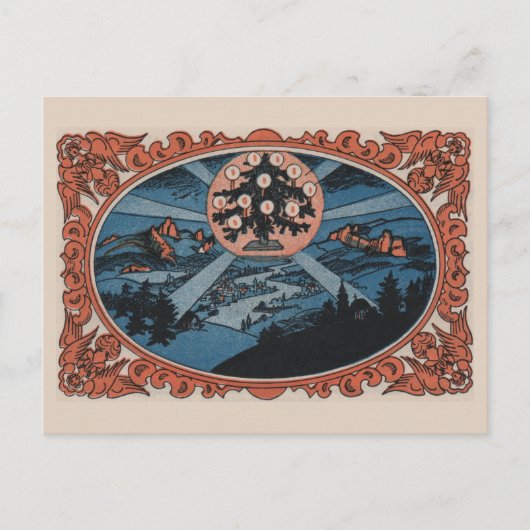 ヴィンテージのクリスマスの郵便はがき: ベスレヘムの星 シーズンポストカード (正面)