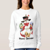 ヴィンテージのクリスマスの雪だるまおよび子供のクリスマスの汗 スウェットシャツ (正面)
