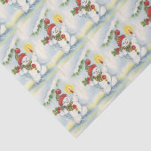 ヴィンテージのクリスマスの雪だるまのタイルのパーティーのティッシュ 薄葉紙 (詳細)