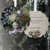 ヴィンテージのクリスマスの静かな生活とバラと壷 オーナメントカード