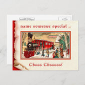 ヴィンテージのクリスマスの駅の郵便はがき シーズンポストカード (正面/裏面)