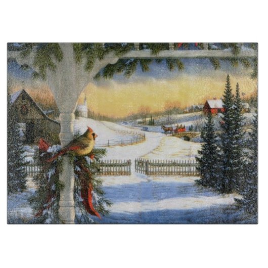 ヴィンテージのクリスマスの鳥のまな板 カッティングボード (正面)