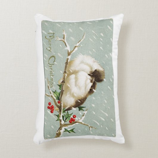 ヴィンテージのクリスマスの鳥 アクセントクッション (正面(垂直))