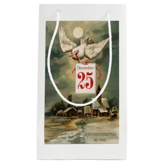 ヴィンテージのクリスマスの鳩 スモールペーパーバッグ (正面)