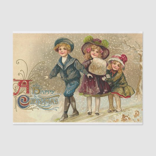 ヴィンテージのクリスマスは休日のパーティのティッシュをからかいます 薄葉紙 (正面)