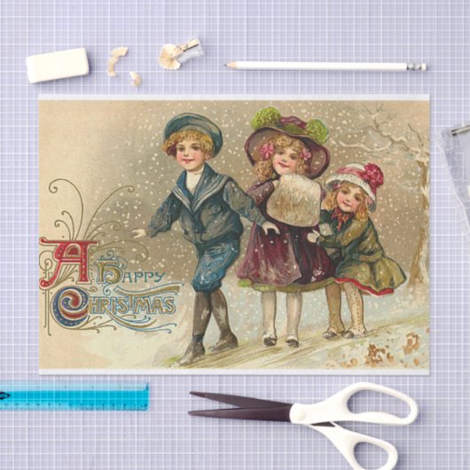 ヴィンテージのクリスマスは休日のパーティのティッシュをからかいます 薄葉紙 (クラフト)